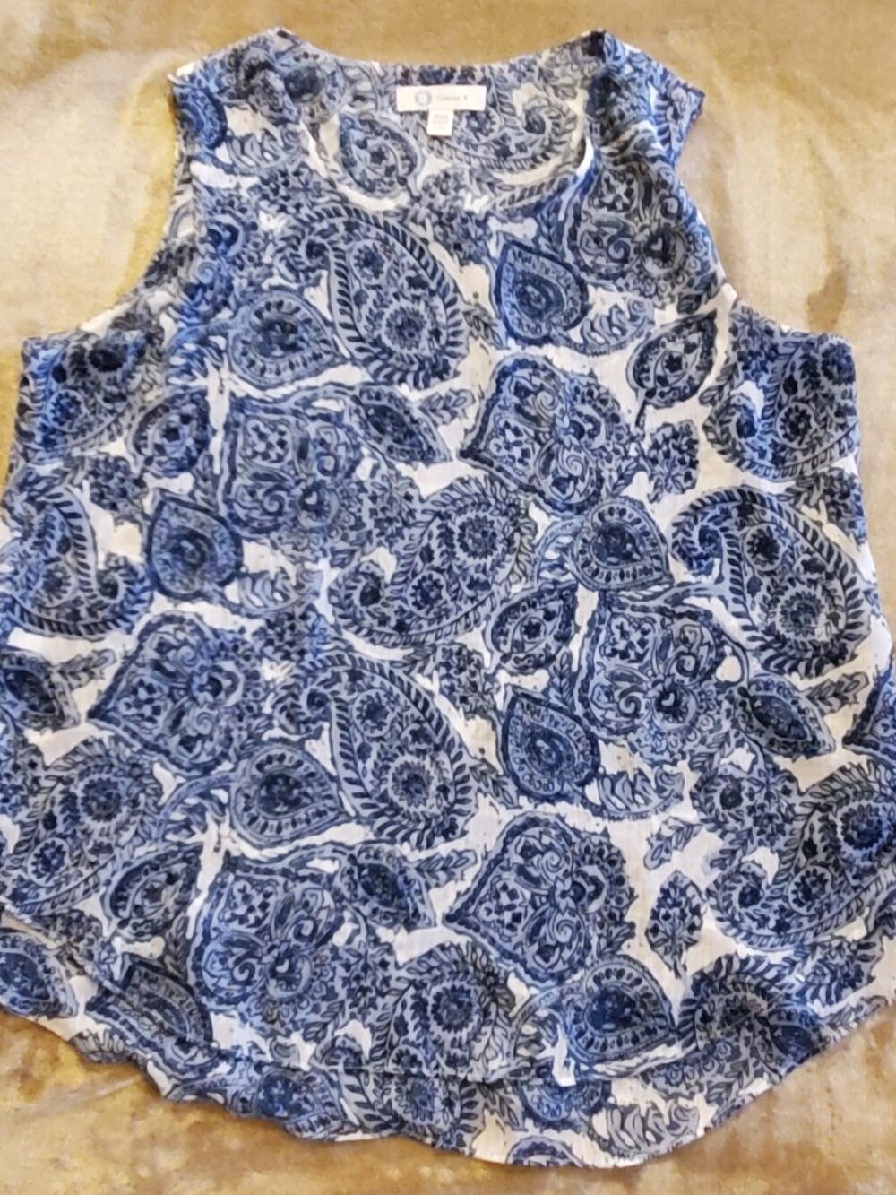 Christina B Women's Layered Blue Print Tunic, Size Large